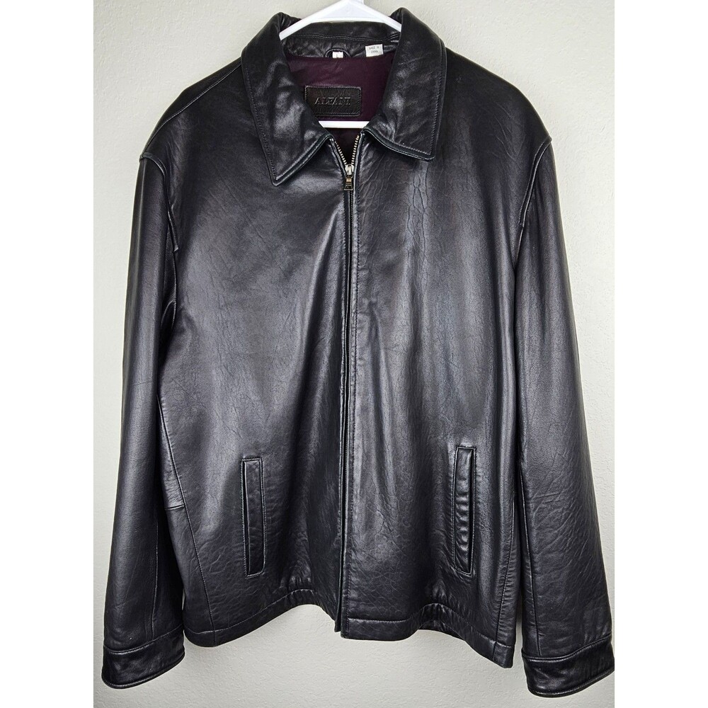 Alfani Men's Large Soft Genuine Leather Jacket Black Lined